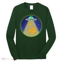 Cool Pizza Loving UFO Alien Long Sleeve Shirt thumb 0