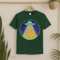 Cool Pizza Loving UFO Alien T-Shirt thumb 2