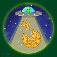 Cool Pizza Loving UFO Alien T-Shirt thumb 7