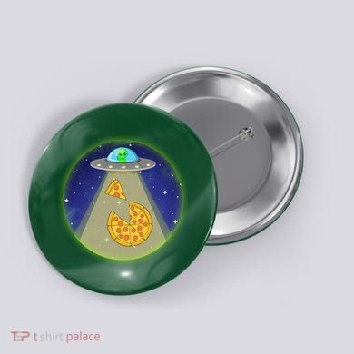 Cool Pizza Loving UFO Alien Button