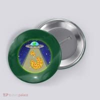 Cool Pizza Loving UFO Alien Button thumb 0
