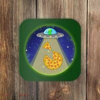 Cool Pizza Loving UFO Alien Coaster thumb 0