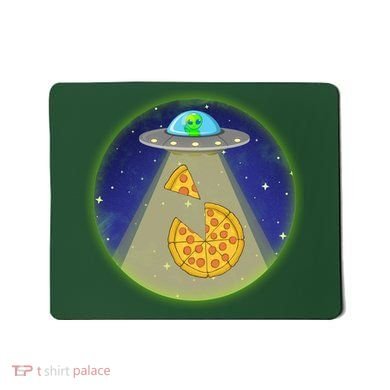 Cool Pizza Loving UFO Alien Mousepad