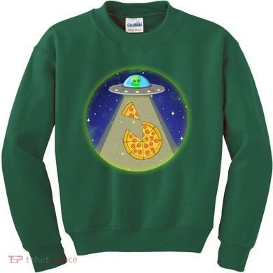 Cool Pizza Loving UFO Alien Kids Sweatshirt