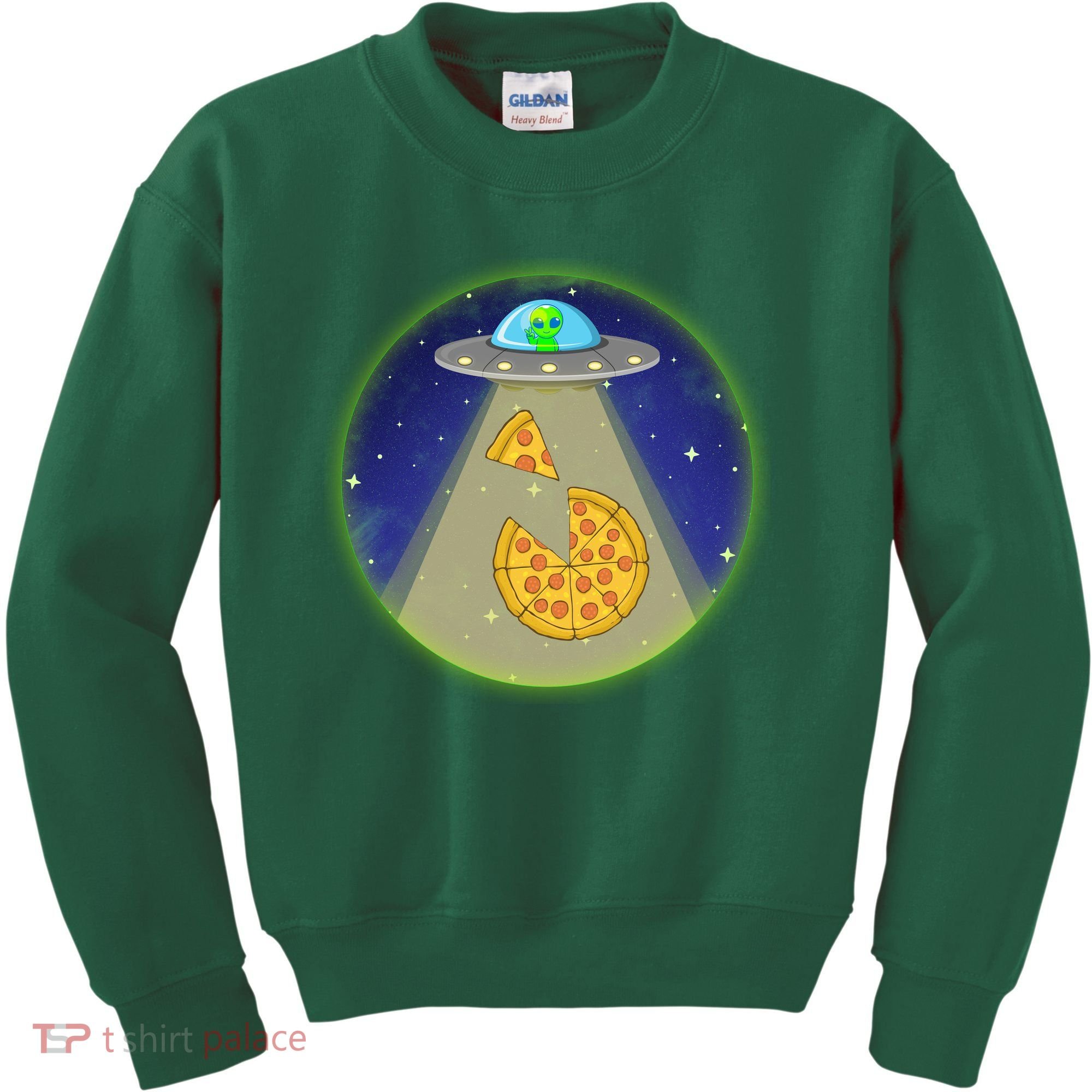 Cool Pizza Loving UFO Alien Kids Sweatshirt