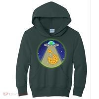 Cool Pizza Loving UFO Alien Kids Hoodie thumb 0