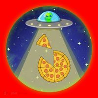 Cool Pizza Loving UFO Alien Santa Hat thumb 1