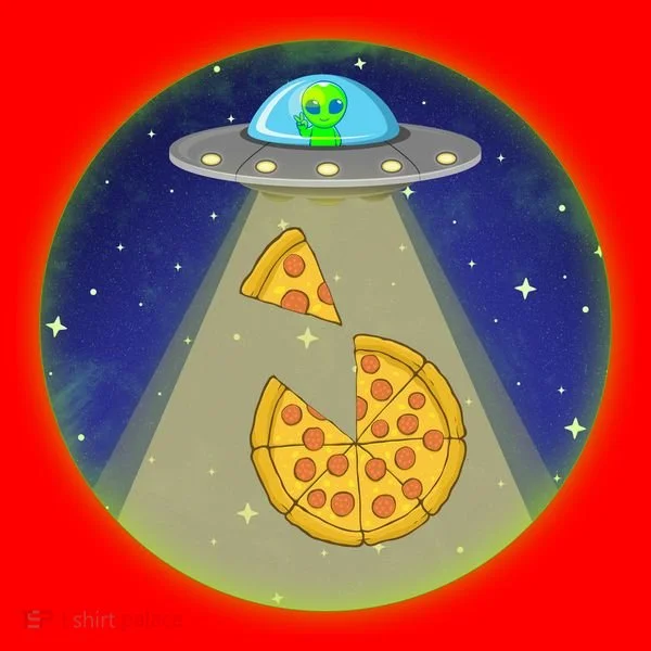 Cool Pizza Loving UFO Alien Santa Hat