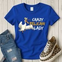 Crazy Pelican Lady Fnny Pelican Lover Gift National Bird Day Gift Women's T-Shirt thumb 3