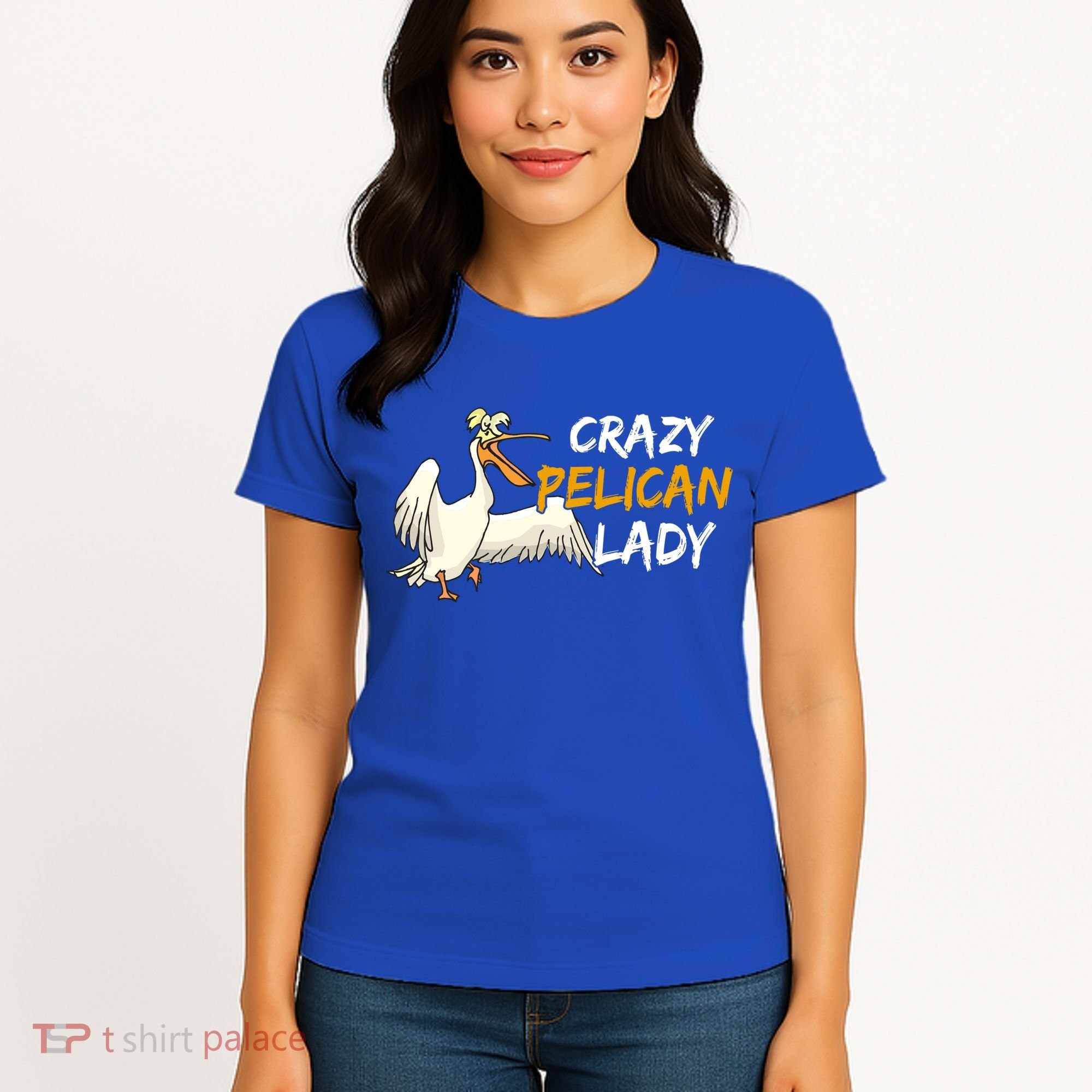 Crazy Pelican Lady Fnny Pelican Lover Gift National Bird Day Gift Women's T-Shirt