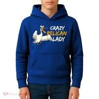 Crazy Pelican Lady Fnny Pelican Lover Gift National Bird Day Gift Kids Hoodie thumb 4