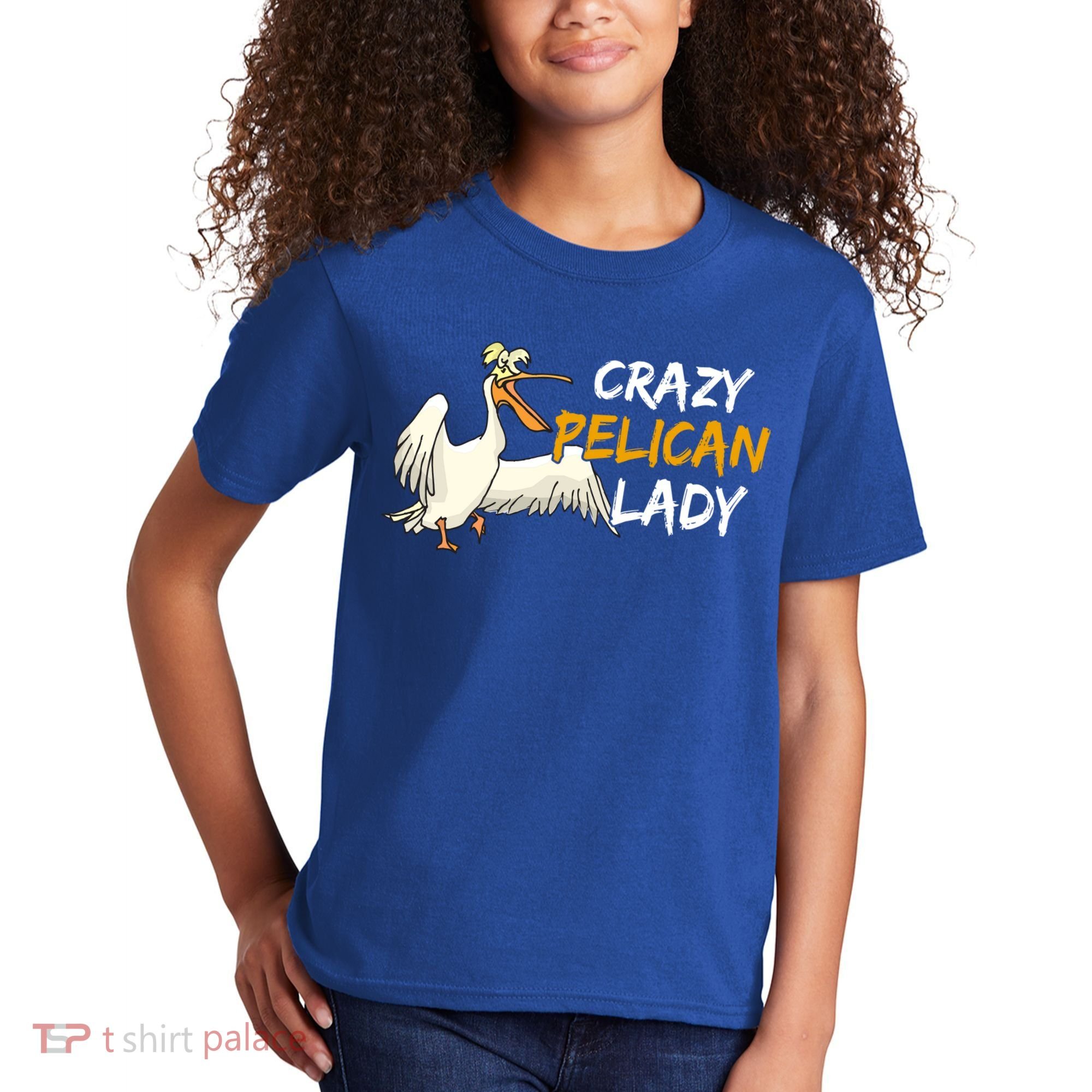 Crazy Pelican Lady Fnny Pelican Lover Gift National Bird Day Gift Kids T-Shirt