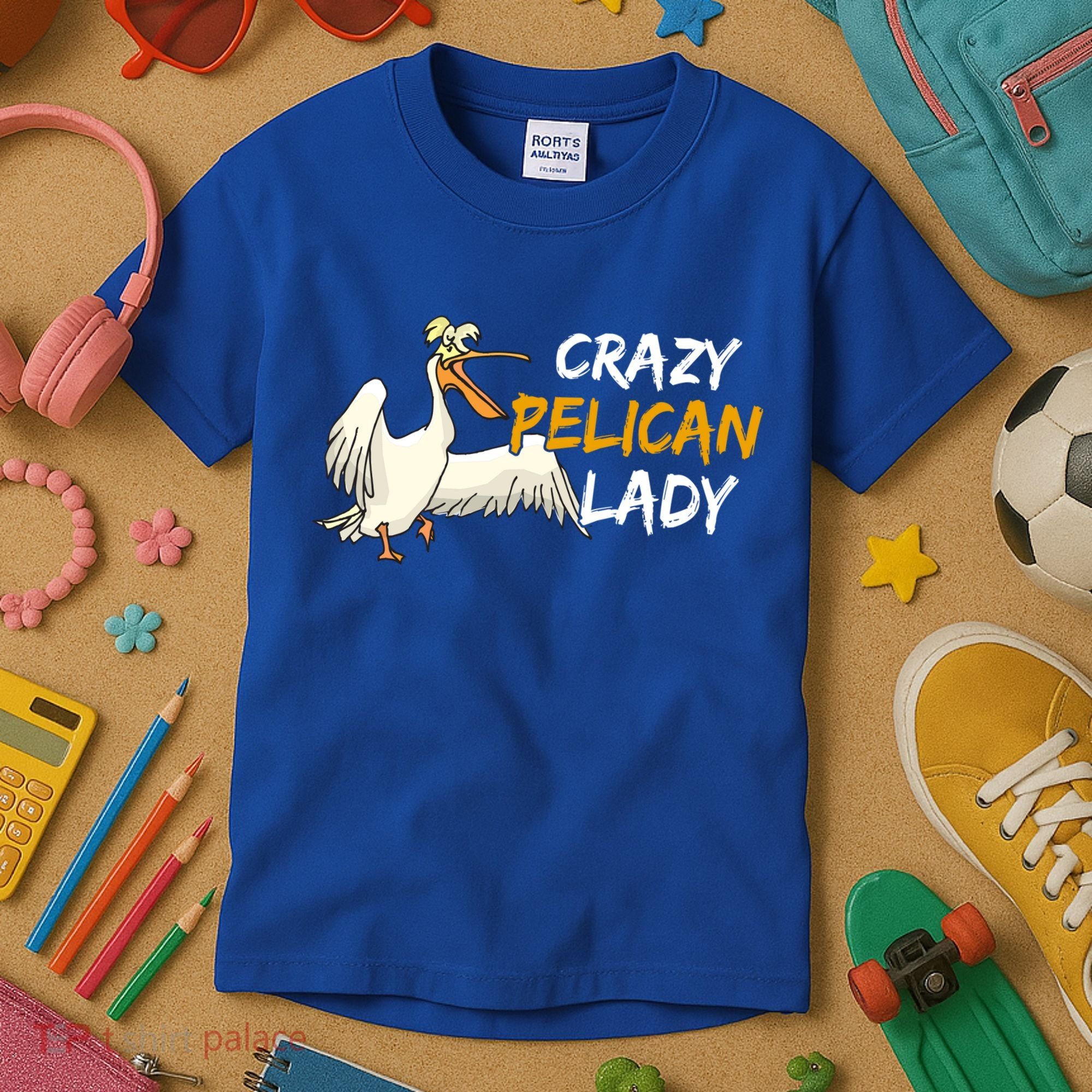 Crazy Pelican Lady Fnny Pelican Lover Gift National Bird Day Gift Kids T-Shirt