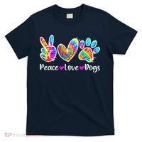 Cute Peace Love Dogs Tie Dye Dog Paw Dog Mom Mothers Day T-Shirt thumb 0