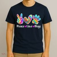 Cute Peace Love Dogs Tie Dye Dog Paw Dog Mom Mothers Day T-Shirt thumb 3