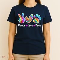 Cute Peace Love Dogs Tie Dye Dog Paw Dog Mom Mothers Day T-Shirt thumb 4