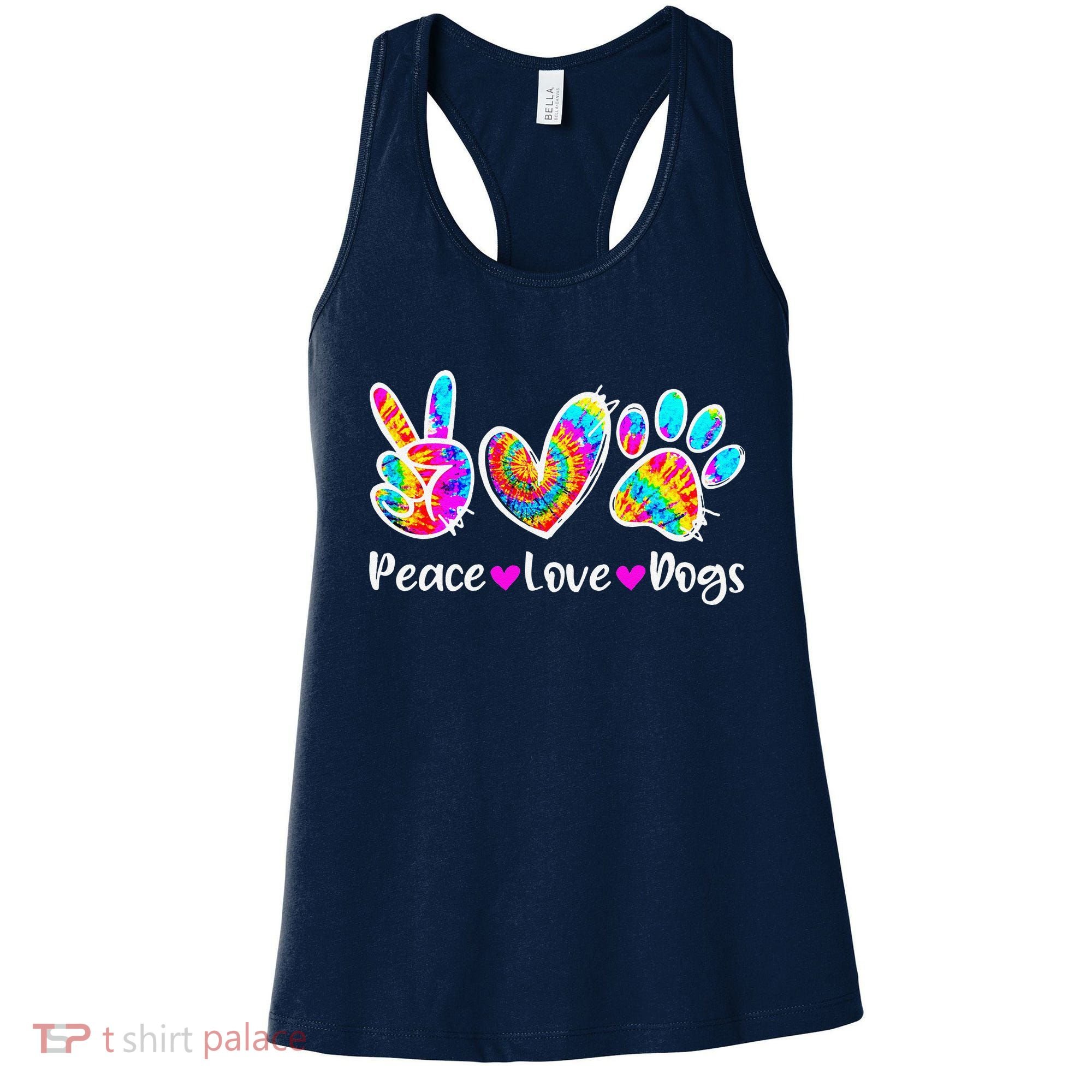 Cute Peace Love Dogs Tie Dye Dog Paw Dog Mom Mothers Day Women's Tank Top