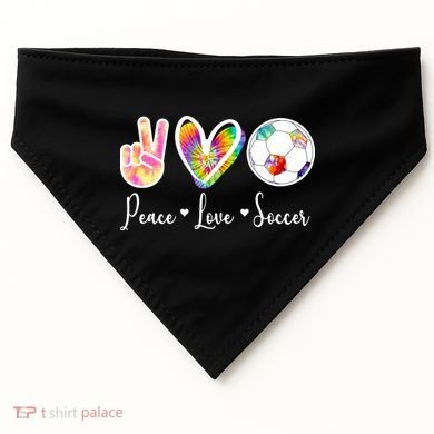 Cute Peace Love Soccer USA-Made Doggie Bandana