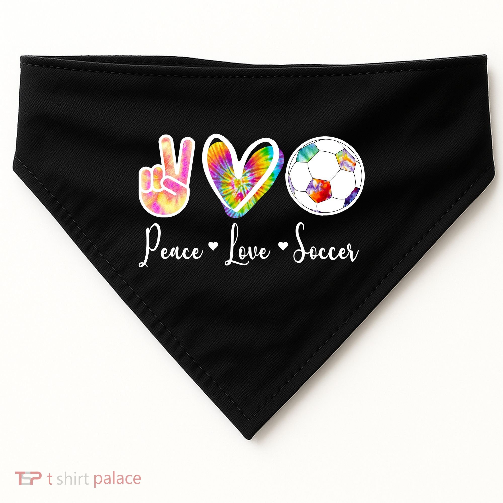 Cute Peace Love Soccer USA-Made Doggie Bandana