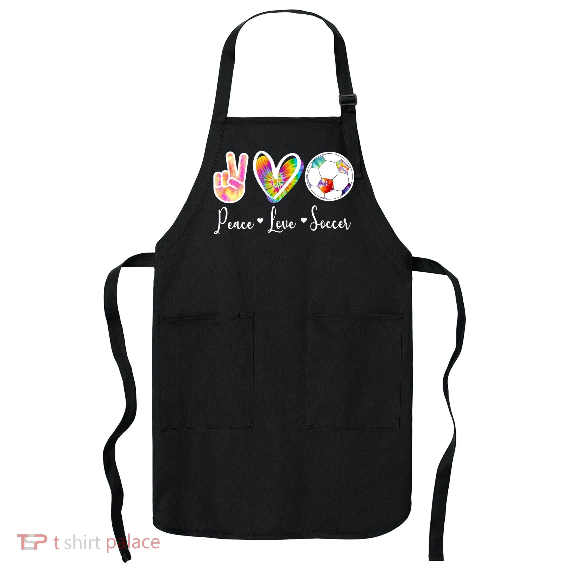 Cute Peace Love Soccer Apron