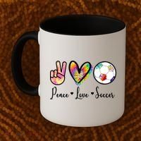 Cute Peace Love Soccer Coffee Mug thumb 2