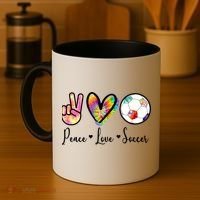 Cute Peace Love Soccer Coffee Mug thumb 4