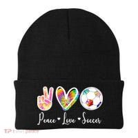 Cute Peace Love Soccer Beanie thumb 0