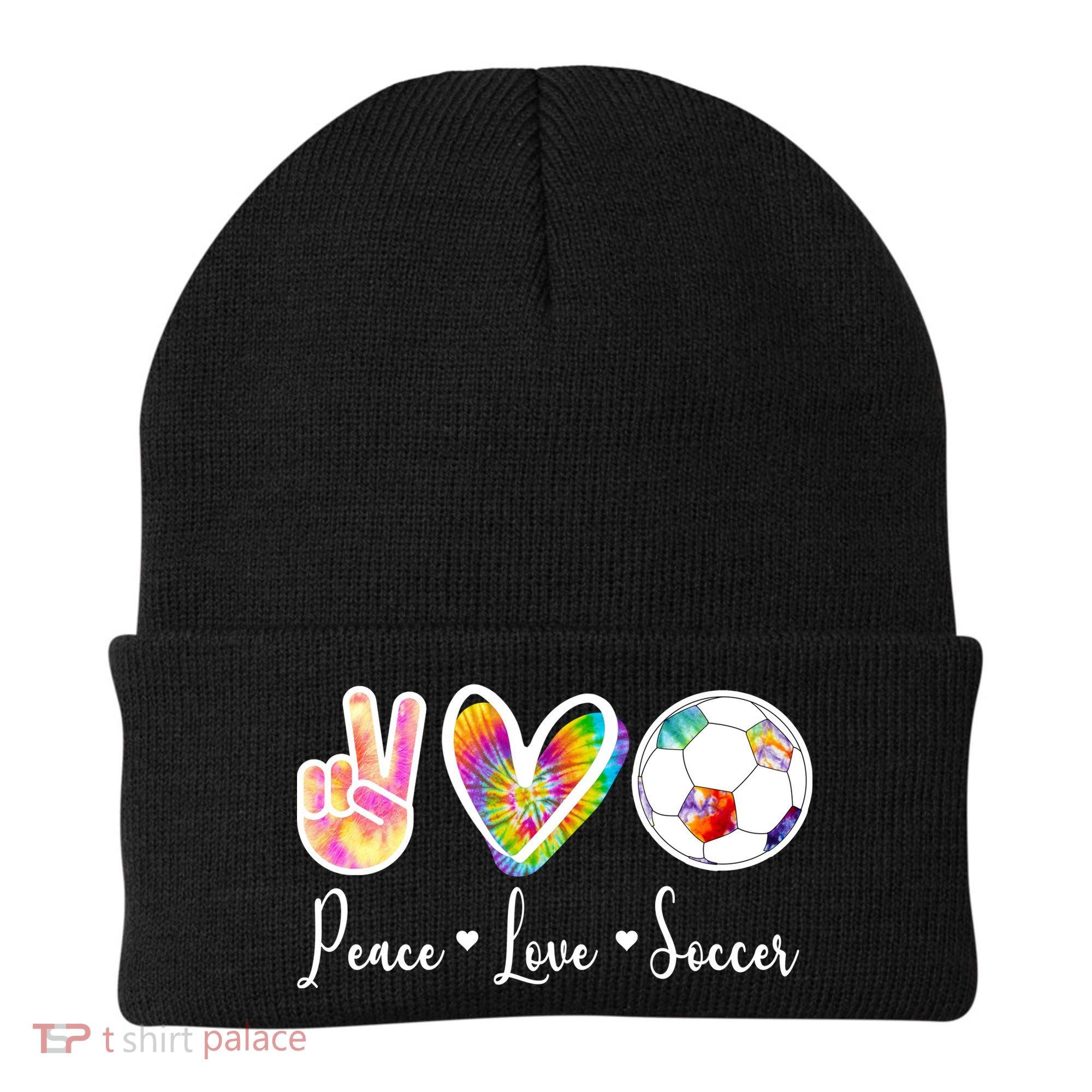 Cute Peace Love Soccer Beanie