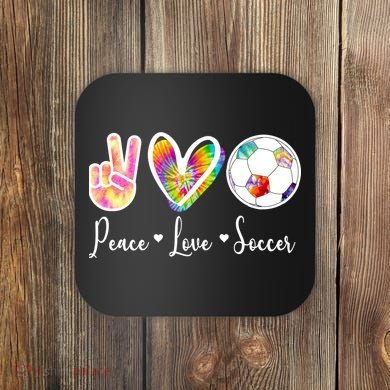 Cute Peace Love Soccer Coaster