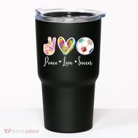 Cute Peace Love Soccer Tumbler thumb 0