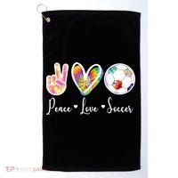 Cute Peace Love Soccer Golf Towel thumb 0