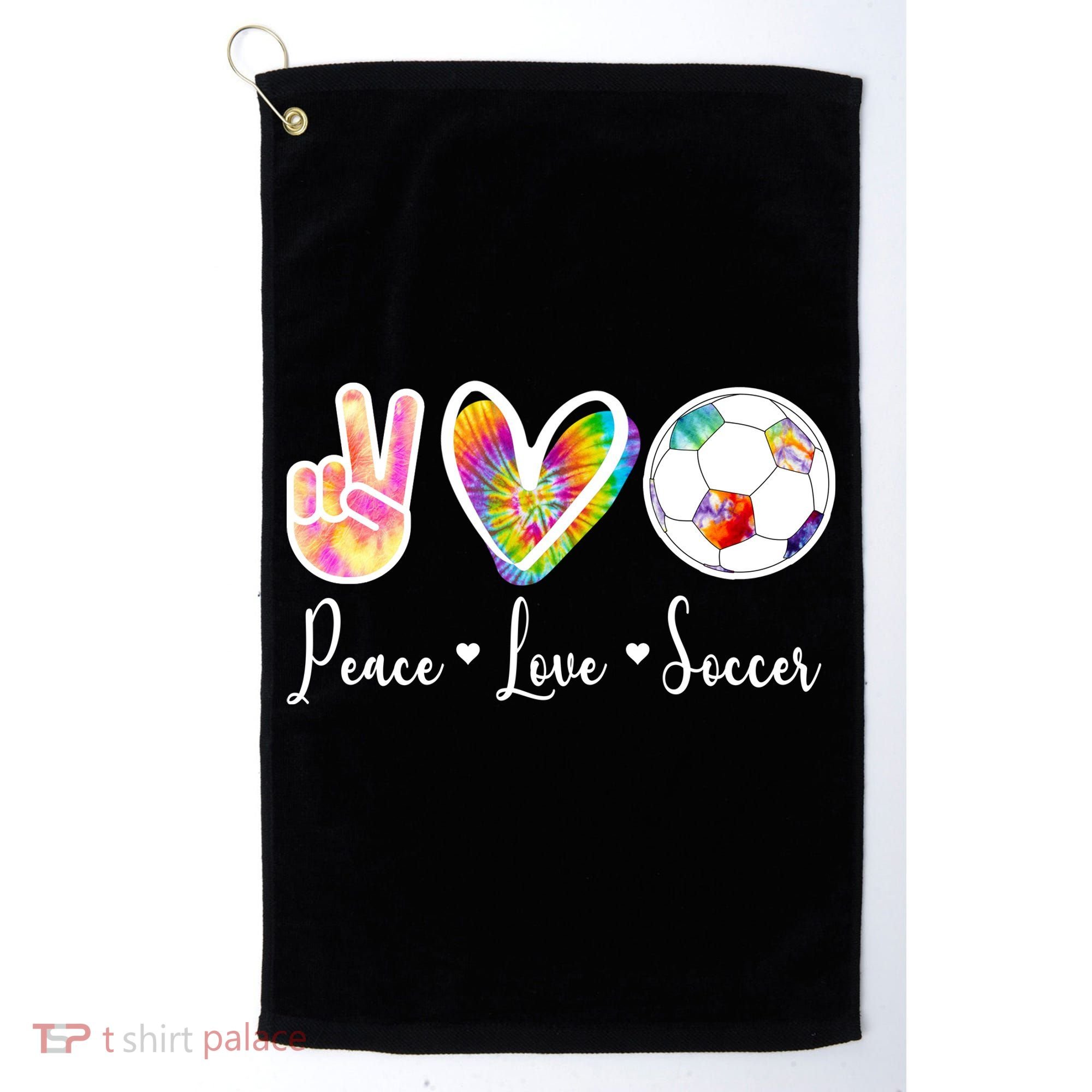 Cute Peace Love Soccer Golf Towel