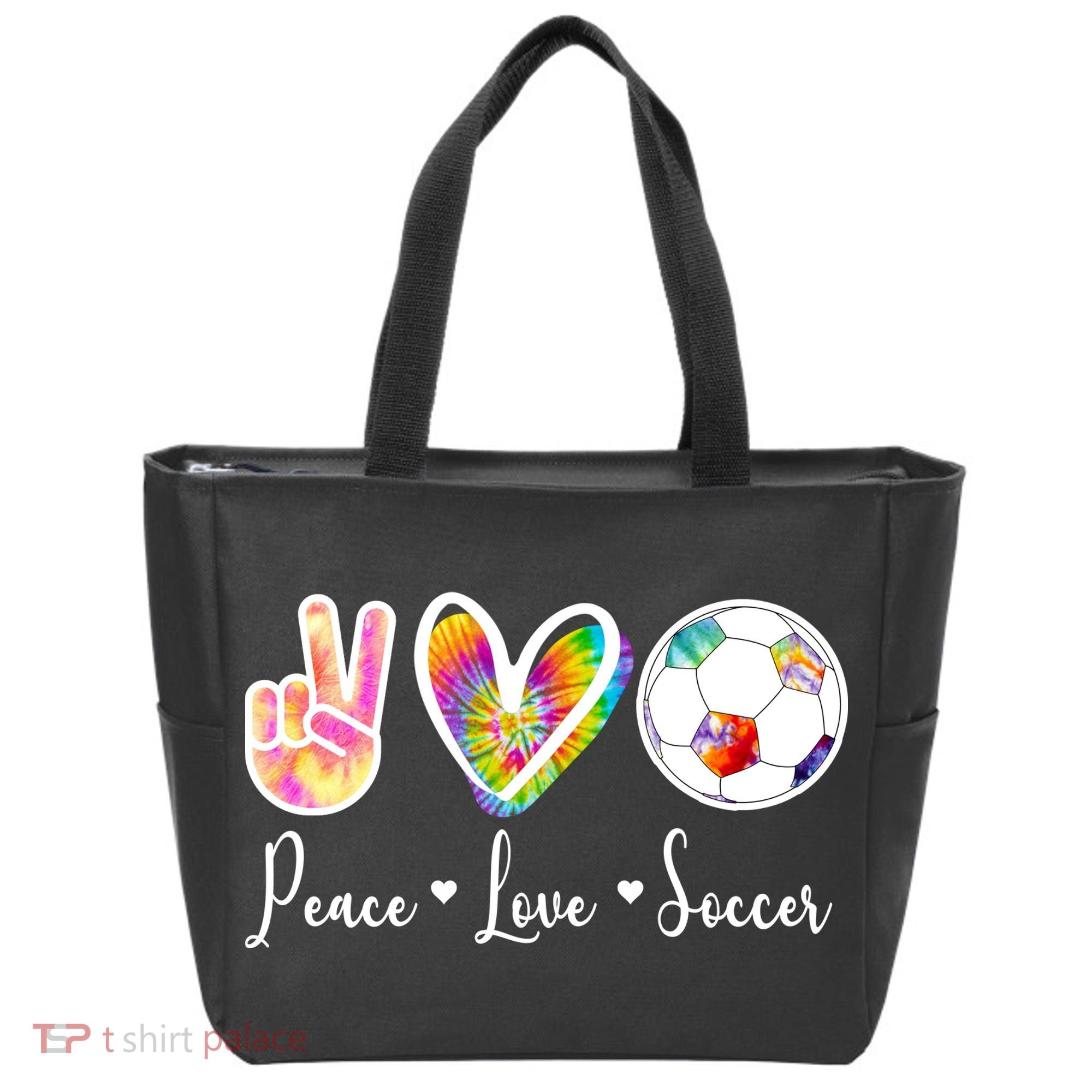 Cute Peace Love Soccer Tote Bag