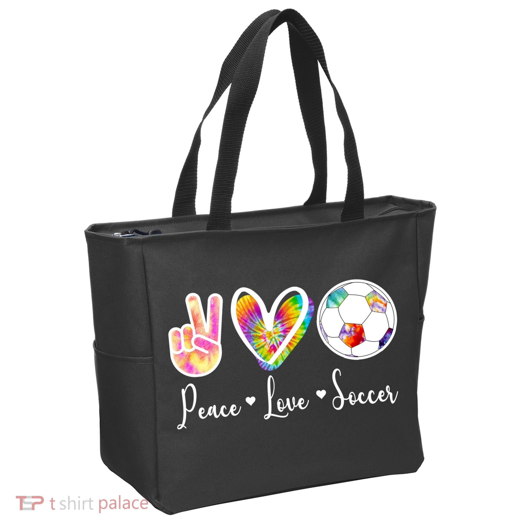 Cute Peace Love Soccer Tote Bag