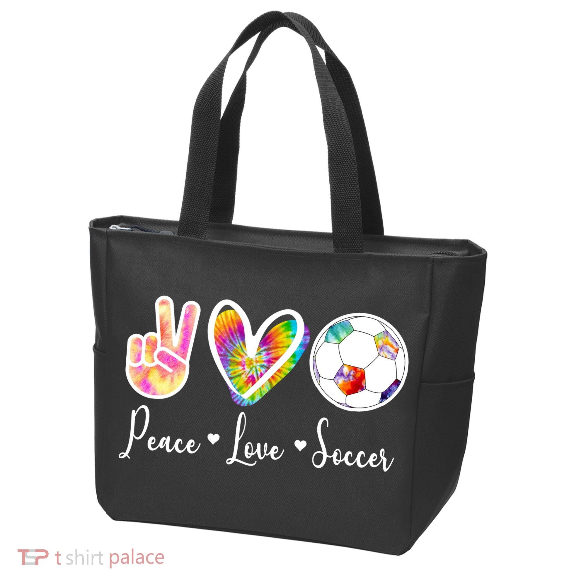 Cute Peace Love Soccer Tote Bag