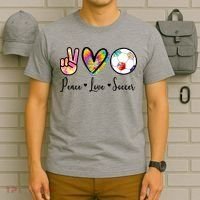 Cute Peace Love Soccer T-Shirt thumb 6