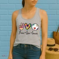 Cute Peace Love Soccer Women's Tank Top thumb 2