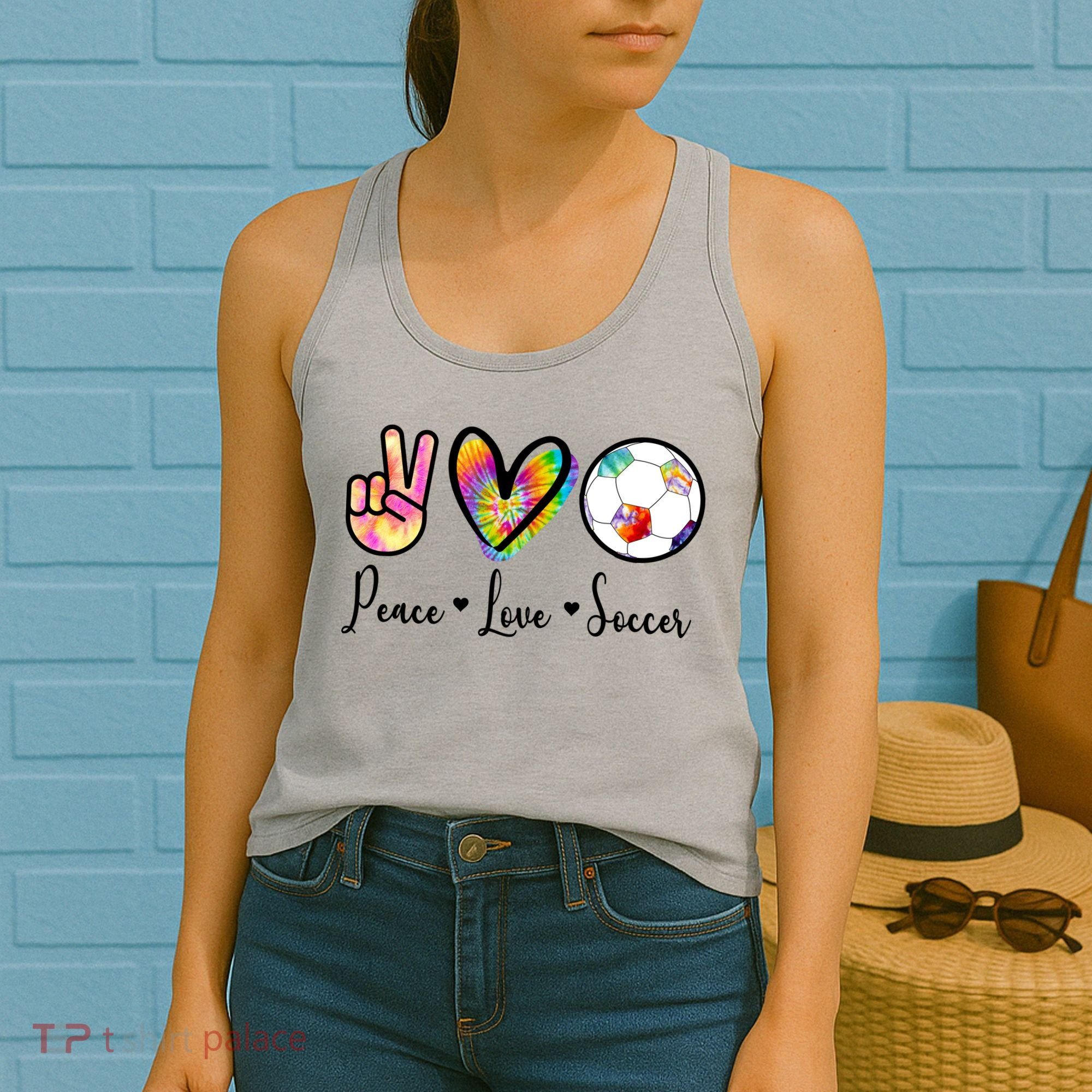 Cute Peace Love Soccer Women's Tank Top