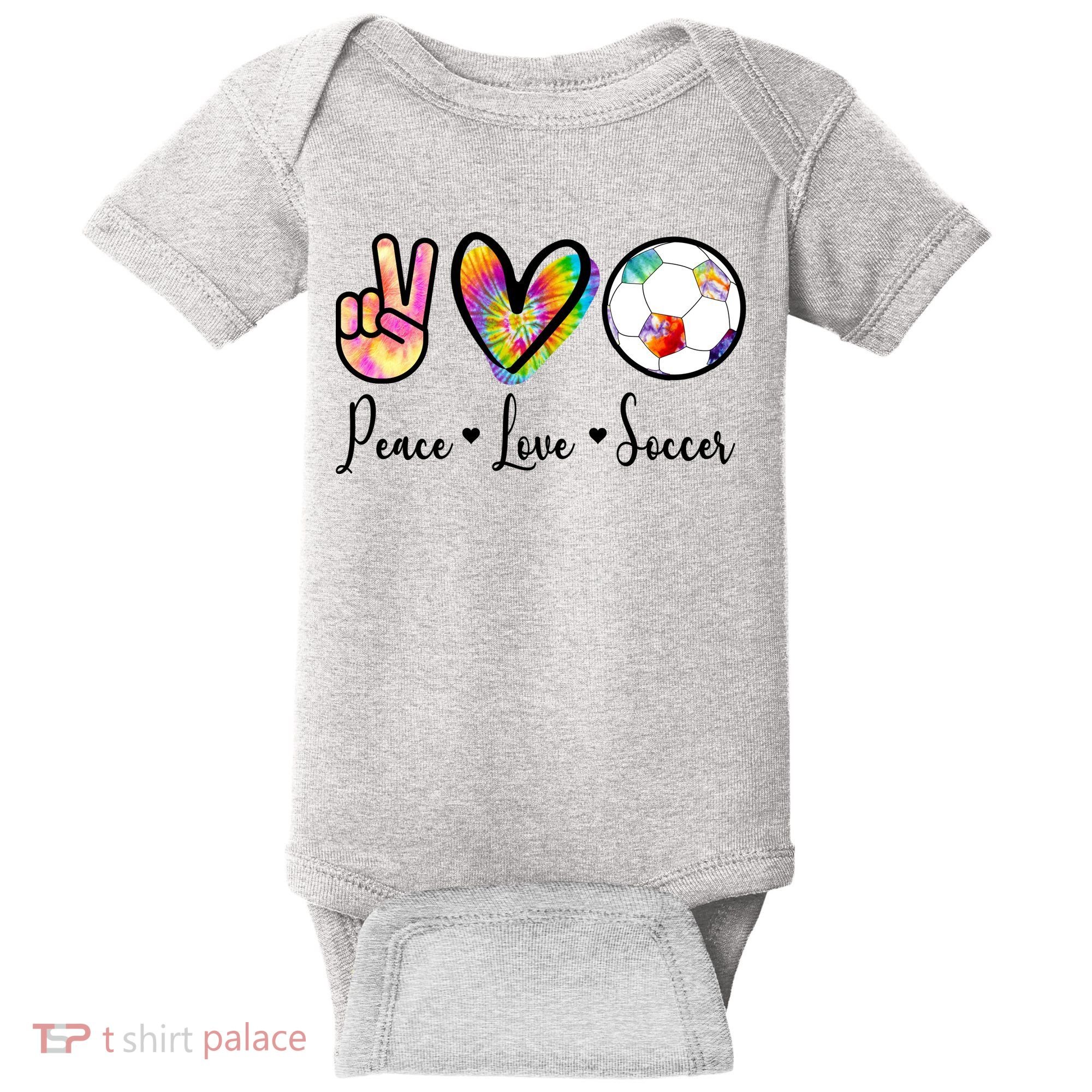 Cute Peace Love Soccer Baby Bodysuit