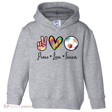 Cute Peace Love Soccer Toddler Hoodie