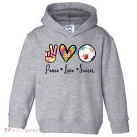 Cute Peace Love Soccer Toddler Hoodie thumb 0