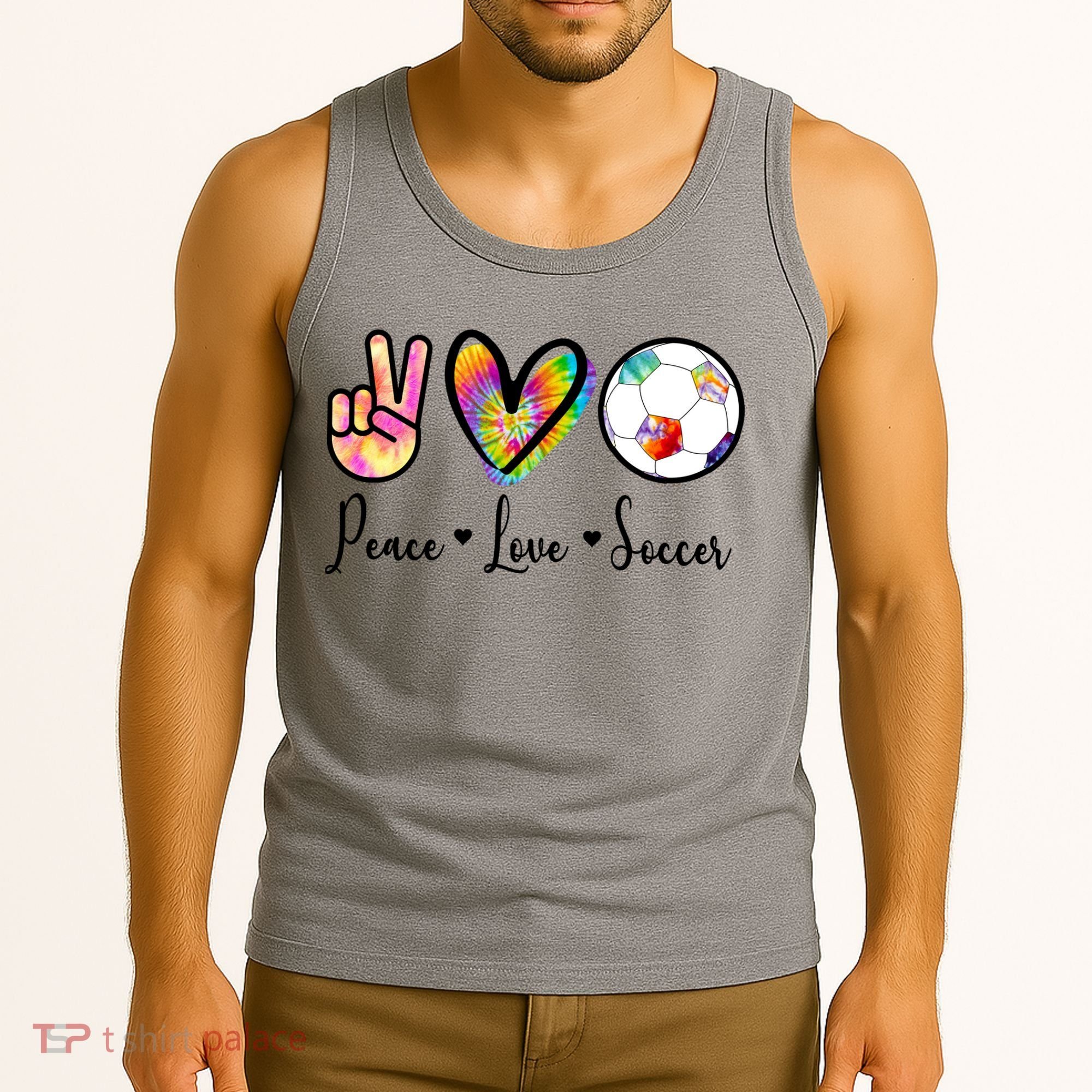 Cute Peace Love Soccer Tank Top