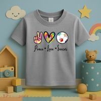 Cute Peace Love Soccer Toddler T-Shirt thumb 3