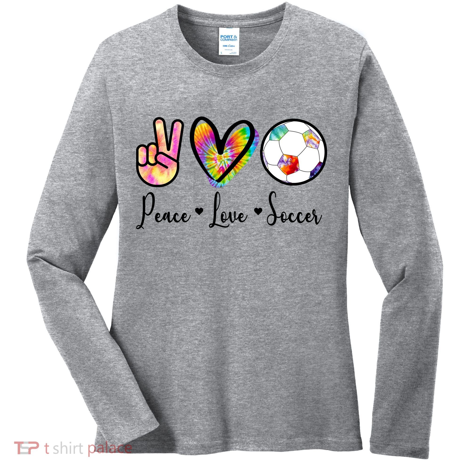 Cute Peace Love Soccer Women's Long Sleeve Shirt