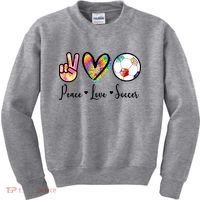 Cute Peace Love Soccer Kids Sweatshirt thumb 0