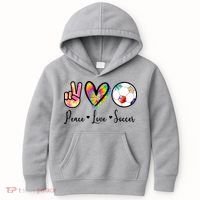 Cute Peace Love Soccer Kids Hoodie thumb 0