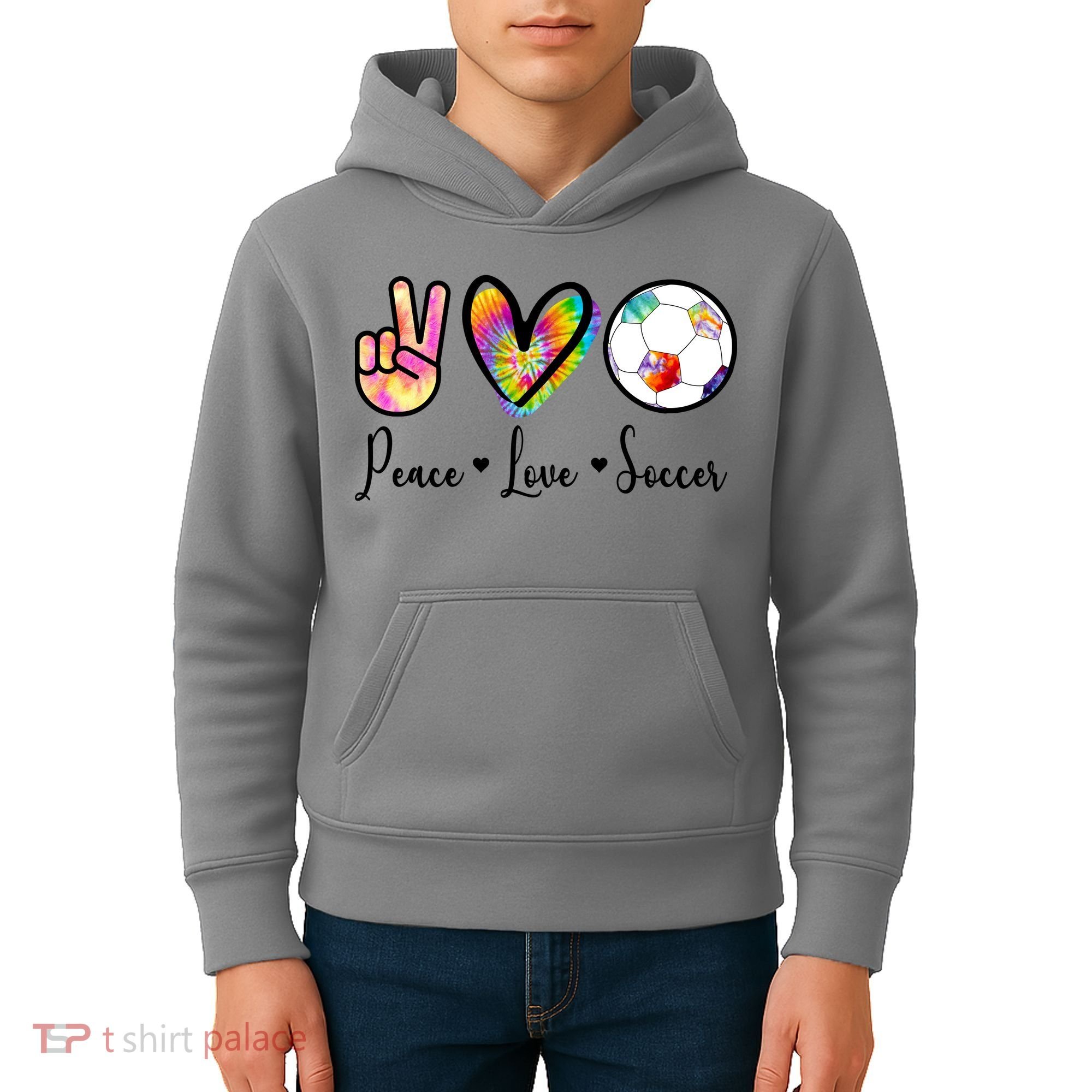 Cute Peace Love Soccer Kids Hoodie