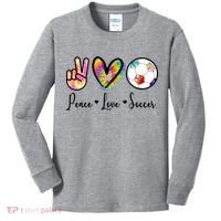Cute Peace Love Soccer Kids Long Sleeve Shirt thumb 0