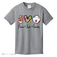 Cute Peace Love Soccer Kids T-Shirt thumb 0