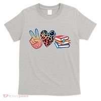 Cute Peace Love Books Reading Fan Book Lover T-Shirt thumb 0